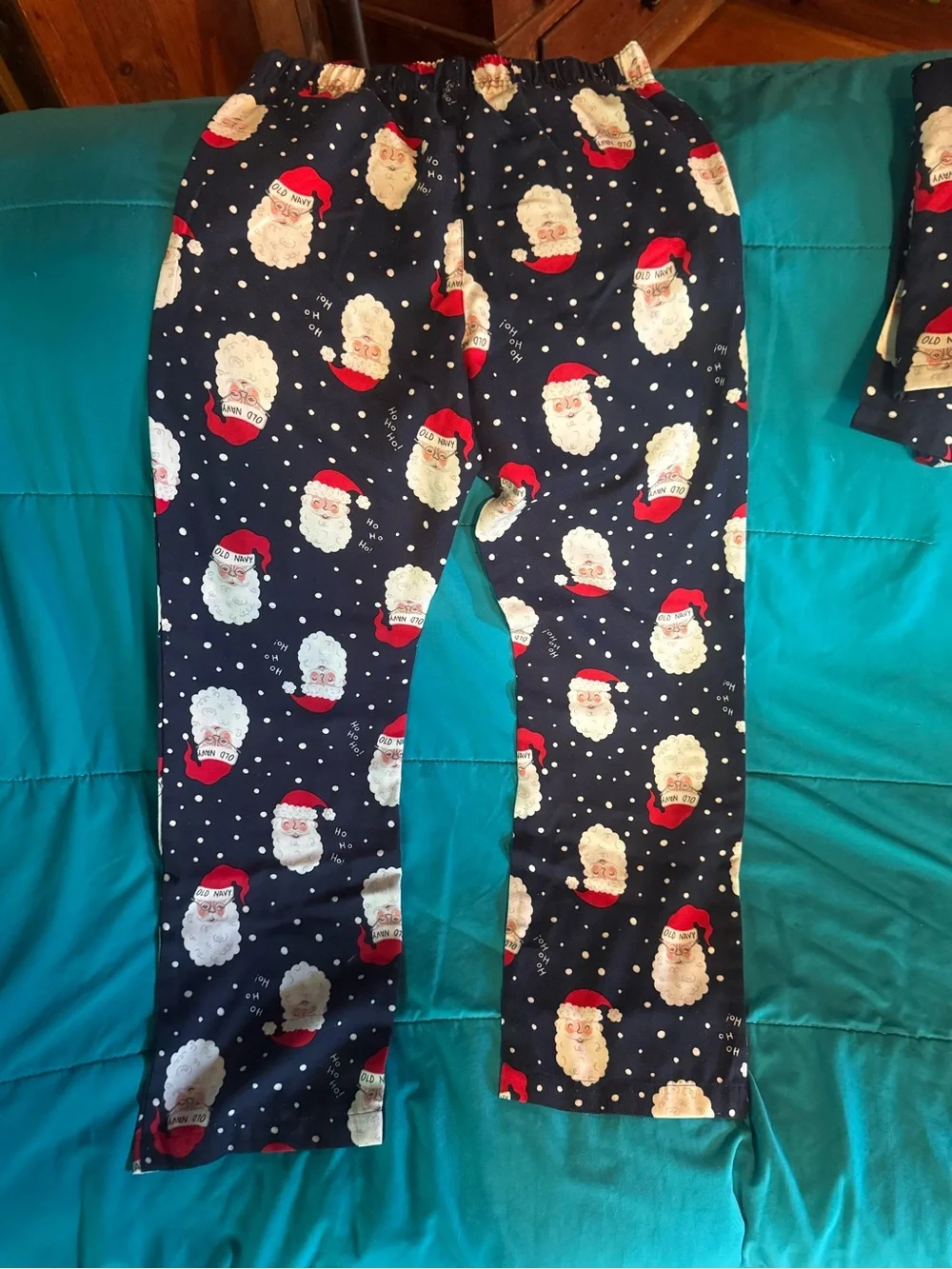 Old Navy Navy and Red Santa Print Kids Pajama Set
